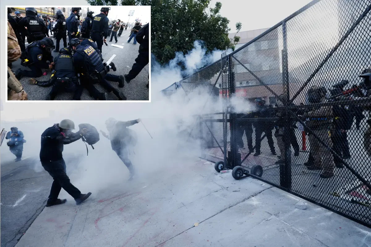 Жестокие столкновения в центре Лос-Анджелеса: протестующие «Нет королям» атакуют федеральное здание