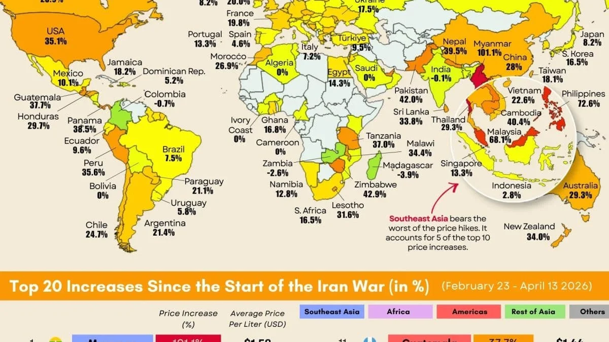Как война в Иране изменила цены на бензин по всему миру: инфографика